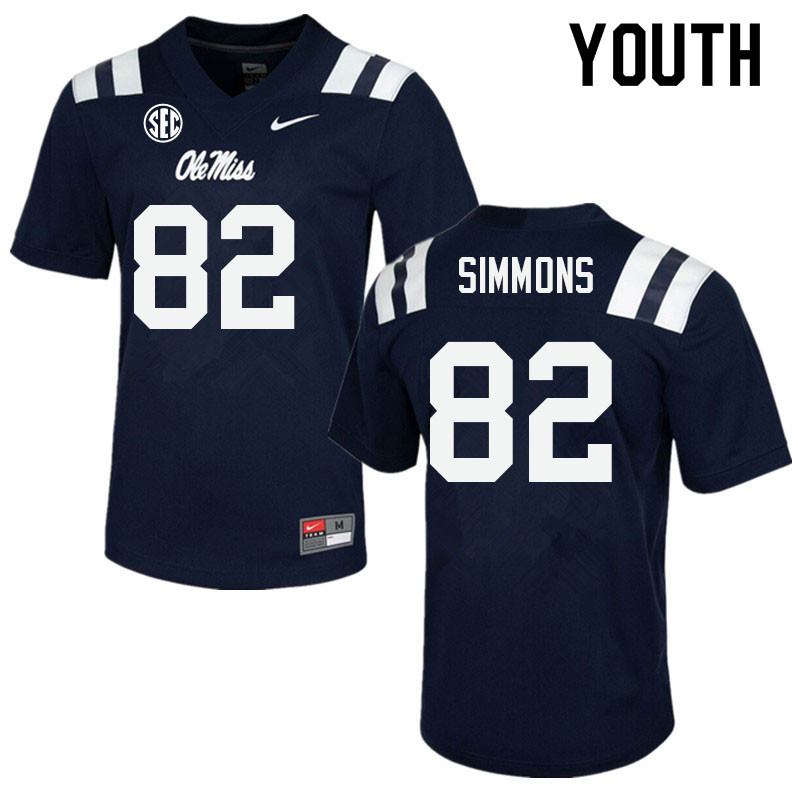 Youth #82 Larry Simmons Ole Miss Rebels College Football Jerseys Sale-Navy